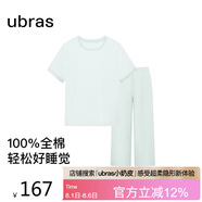 ubras水果系列套頭短袖長(zhǎng)褲家居服套裝情侶睡衣女 短袖長(zhǎng)褲-冰藍(lán)綠 M