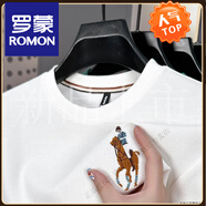 羅蒙（ROMON）華夫格圓領(lǐng)男士長(zhǎng)袖T恤秋季新款濮森拉夫·勞倫馬球刺繡高端衛(wèi)衣 白色 D26618 M 48