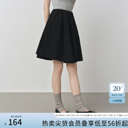 范思藍恩純色百搭A字裙女2025秋新款寬松壓褶半裙3226 黑色 L