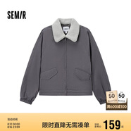 森馬（Semir）外套女oversize插肩袖仿羊羔毛毛領(lǐng)冬季2024夾棉夾克109724108016