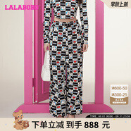 拉拉波波【哆啦A夢(mèng)】春新款卡通滿印松緊高腰休閑長(zhǎng)褲女ABCD-WXZC12 黑色 L