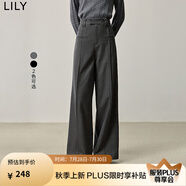 LILY秋新款女裝設(shè)計(jì)感高腰時(shí)尚垂感直腿百搭OL通勤闊腿褲女款 501灰色 M