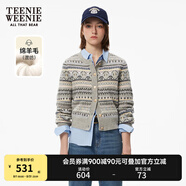 Teenie Weenie小熊女裝時(shí)尚簡(jiǎn)約風(fēng)針織開(kāi)衫春季復古費爾島提花毛衣 灰色 S (160)