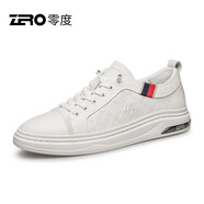 零度男鞋板鞋2025新款男士休閑鞋頭層牛皮休閑皮鞋時(shí)尚潮流小白鞋子 33520 白色 43