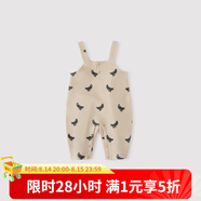 巴厘小豬嬰兒背帶褲秋冬季夾絲加厚保暖連身長褲連體衣服休閑 杏底香蕉 100 cm