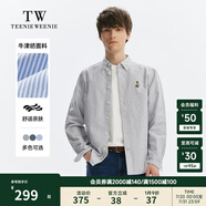 Teenie Weenie Men小熊男裝休閑條紋襯衫男夏季簡約風(fēng)長袖男襯衣 灰色 M 170