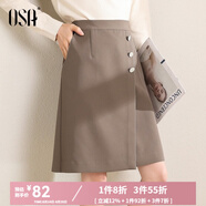 歐莎（OSA）2025年春秋不規則下擺半身裙女中長(cháng)款OL職業(yè)高腰顯瘦a字裙 咖啡色 有里布 S