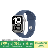 Apple/蘋果 Watch Series 10 智能手表GPS+蜂窩款42毫米銀色鋁金屬表殼丹寧色運動型表帶S/M MWXJ3CH/B