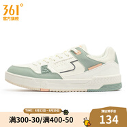 361度女運動鞋秋季新款361度女板鞋 羽毛白/淺煙綠 35