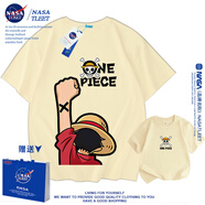 NASA海賊王路飛兒童短袖T恤男童半袖夏季新款童裝中大童女童t恤 款杏色 L 均碼