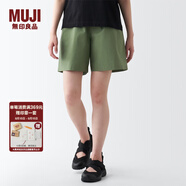 無(wú)印良品（MUJI）女式 水洗 平紋 短褲女夏 褲子 休閑短褲 多巴胺純棉全棉BEC27A3S 卡其色 L 165/70A