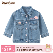 PawinPaw卡通小熊童裝春季女寶花朵裝飾可愛童趣牛仔外套 Indigo牛仔藍(lán)色/55 100