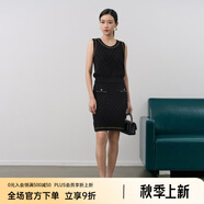 顏域黑色小香風(fēng)針織半身裙女2025春季新款復古百搭裙子高級感短裙 黑色 M