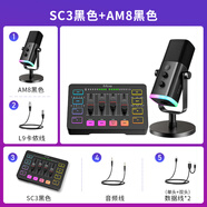 冰非fifine游戲直播設備全套外置聲卡電腦麥克風(fēng)臺式K歌專(zhuān)業(yè)錄音SC3 SC3黑色+AM8黑色(含卡儂線(xiàn))