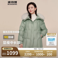 波司登冬季羽絨服女款短款翻領大毛領新國標90絨商場同款修身外套
