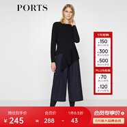 PORTSPorts寶姿女裝 新品不規(guī)則下擺純色長袖毛衣LV9K418DXF003 黑色 S