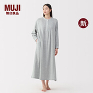無(wú)印良品（MUJI）女式 人字紋紗織 連衣裙 女裝裙子長(zhǎng)裙 25年秋季新品 純棉 連身裙 灰色 S (155/80A)
