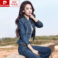 皮爾卡丹（pierre cardin）2025春秋牛仔套裝女短款牛仔衣搭配牛仔褲時(shí)尚兩件套韓版牛仔外套 套裝 L