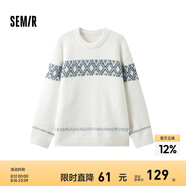 森馬毛衫男冬季費(fèi)爾島提花民族風(fēng)針織衫復(fù)古情侶毛衣寬松 白色調(diào)00311 175/92A/L