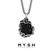 銘揚飾海 925純銀蔓藤玫瑰寶石吊墜項鏈男女原創(chuàng  )高級感復古百搭潮流掛飾品 【黑色款】蔓藤玫瑰寶石項鏈 配鋼鏈-50cm