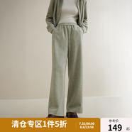 獨(dú)束大碼女裝休閑慵懶連帽衛(wèi)衣女套裝冬新款簡(jiǎn)約百搭上衣休閑褲套裝 灰豆綠休閑褲 L