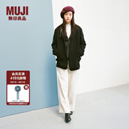 無印良品（MUJI）女式 羊毛混 夾克大衣 毛呢外套女款秋冬季西服西裝 女裝 BD0Z5A4 黑色 XL (165/92A)
