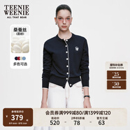 Teenie Weenie小熊女裝春簡約柔軟親膚毛針織空調(diào)開衫薄款毛衣披肩 藏青色 M