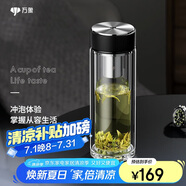 萬象（WANXIANG）雙層耐熱玻璃杯帶濾網(wǎng)商務(wù)辦公節(jié)日禮物大容量石墨黑車載便攜茶杯
