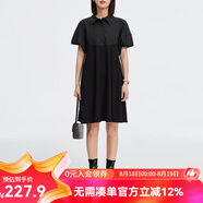 雲(yún)上生活「赫本假日」泡泡袖小黑裙通勤連衣裙夏L8484X 黑色 L