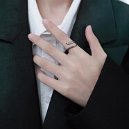 奧斯坦汀S999足銀戒指靈蛇形開(kāi)口尾戒食指對戒生日情人節禮物送男女朋友 【可刻字/商家配送】黑色單只 開(kāi)口可調款