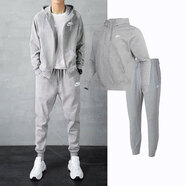 耐克（NIKE）男裝運動(dòng)套裝25新款休閑簡(jiǎn)約經(jīng)典舒適上衣寬松運動(dòng)褲衛褲 兩件套 灰色夾克外套+收口長(cháng)褲 M/170
