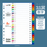 華杰 A4隔頁(yè)紙彩色文件分頁(yè)紙活頁(yè)分類(lèi)紙分隔紙辦公用品分頁(yè)索引紙5頁(yè)/10頁(yè)/12頁(yè)/21頁(yè)/31頁(yè) (21頁(yè))彩色數字款 HJ-21