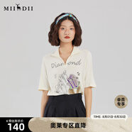 謎底2022夏季新款天絲小精靈織花翻領(lǐng)套頭短袖針織衫女222MZ0864 淺卡其 S