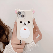 曉瑩 蘋(píng)果軟萌輕松熊卡通適用iPhone16可愛(ài)創(chuàng)意ins情侶款軟硅膠手機(jī)殼 米白色-平面輕松熊～硅膠殼 iphone 11