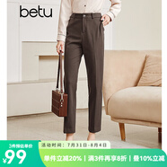 betu百圖女裝氣質(zhì)通勤款中高腰彈力毛呢休閑煙管顯瘦直筒西褲2110T52 咖啡色 M