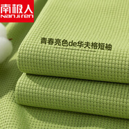 南極人薄荷曼波重磅華夫格短袖T恤 夏季透氣小清新純色寬松百搭體恤衫男 牛油果綠 3XL