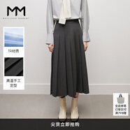 麥檬MM爆款百褶裙靜奢美學/四季百搭商場同款黑灰色半身裙春秋 深灰5FA141761 L