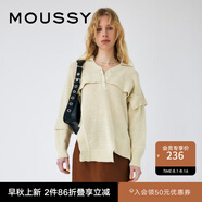 moussy 女裝新款不規(guī)則下擺開叉落肩毛衣針織衫010GS270-0330 013象牙色 均碼