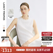 朗姿2025夏季新款無(wú)袖圓領(lǐng)連衣裙女直筒重工釘珠優(yōu)雅通勤都市裙子 本白色 XL