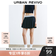 UR2025夏季新款女裝學(xué)院風(fēng)拼接設(shè)計百褶超短款半裙UYY550020 墨藍(lán) XL