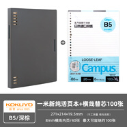 國譽(yù)（KOKUYO）一米新純八孔活頁本B5可換替芯A5筆記本學(xué)生用外殼可拆卸不硌手本子高顏值復(fù)古商務(wù)辦公記事本日系 【B5活頁+100頁活頁紙】深棕