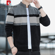 皮爾卡丹秋冬季針織開(kāi)衫男士立領(lǐng)毛衣夾克拉鏈外套韓版修身加絨棒球服線(xiàn)衣 8950上淺灰色 M