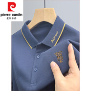 皮爾卡丹（pierre cardin）高端純棉男士長(cháng)袖t恤春秋裝新款商務(wù)休閑翻領(lǐng)刺繡POLO衫上衣體恤 TB長(cháng)袖-灰藍色 L 【建議115-135斤】