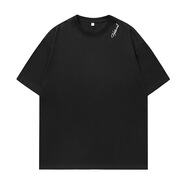 翰鷗斐masonprince  T恤男夏季新款潮牌寬松純棉半袖撞色刺繡體恤衫 黑色 黑色 M