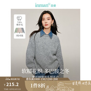 茵曼（INMAN）綿羊毛軟糯保暖毛衣2024冬季女裝新款寬松長袖打底套頭針織衫上衣 淺灰色 S