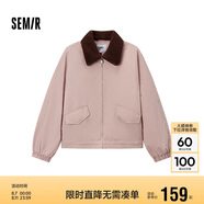 森馬（Semir）外套女oversize插肩袖仿羊羔毛毛領(lǐng)冬季2024夾棉夾克109724108016