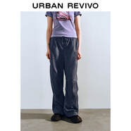 UR2025秋季新款女裝松緊腰抽繩寬松微褶束腳褲UYY650022 深灰 S