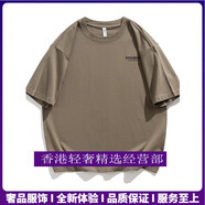 GUYN輕奢品牌男士短袖男重磅棉t恤簡(jiǎn)約體恤夏季寬松圓領(lǐng)半袖上衣 咖啡 咖啡 4XL 適合200-220斤