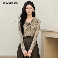 風(fēng)笛（Bagpipe）風(fēng)笛2025秋季新款法式復古荷葉邊長(cháng)袖套頭碎花針織衫氣質(zhì)打底上衣 花色 L 165