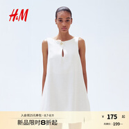 H&M女裝連衣裙2025夏季新款氣質通勤無袖寬松a字版型連衣裙1290380 奶油色 L 170/104